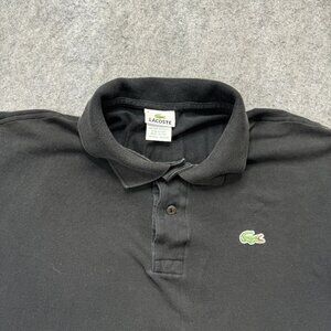 Lacoste Polo Shirt Men 6 Black Solid Pique Short Sleeve 45" x 25"